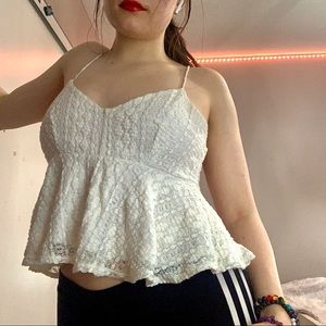 Topshop White Flare Sleeveless Tank Top S 8/Medium